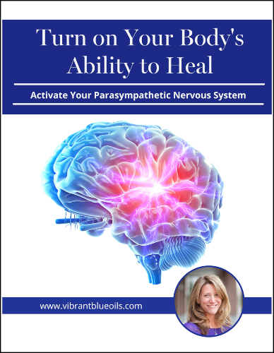 Promotional material showcasing the concept of activating the parasympathetic nervous system, featuring a graphical illustration of a brain with an emphasis on neural connections, and accompanied by a website url for further engagement.