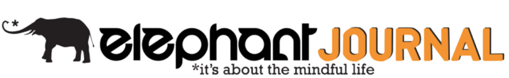 Elephant journal logo featuring a stylized elephant icon and the tagline 'it's about the mindful life'.