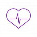 A heart-shaped outline with an electrocardiogram rhythm pattern intersecting through it, symbolizing a heartbeat or love for health and wellness.